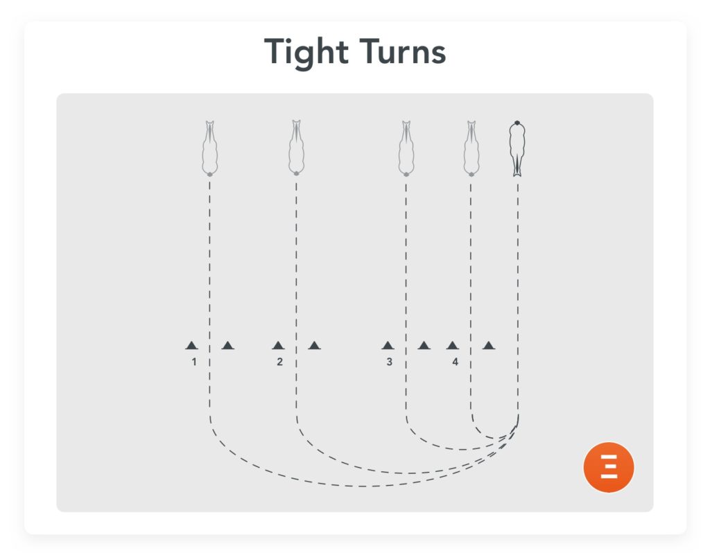 Tight turns, an exercise to prepare for a jump-off